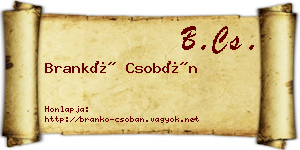 Brankó Csobán névjegykártya